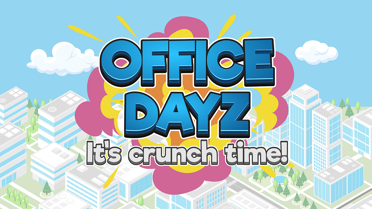 Gamified e-learning illustration for Office Dayz, an interactive office training game designed to make workplace learning more engaging.