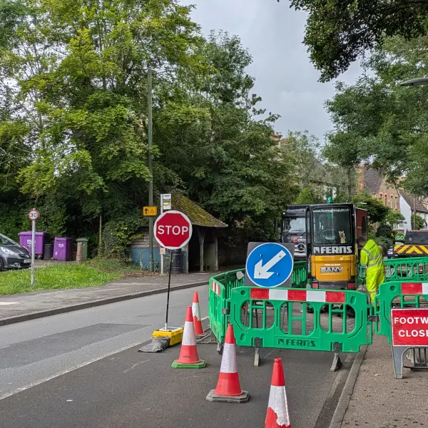 Remote stop go board shown on UK roadworks