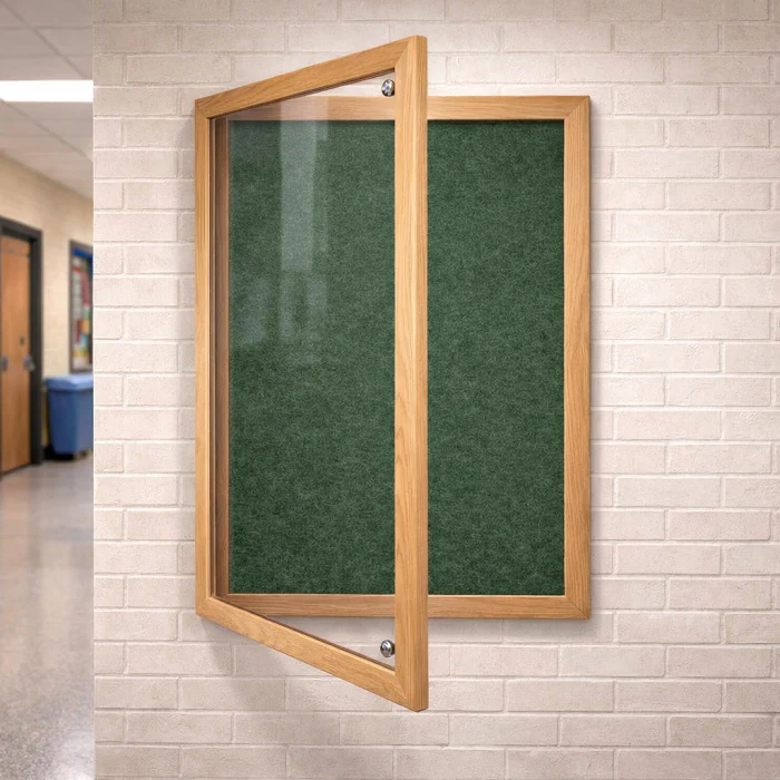 Wood Framed Lockable Acoustic Notice Board