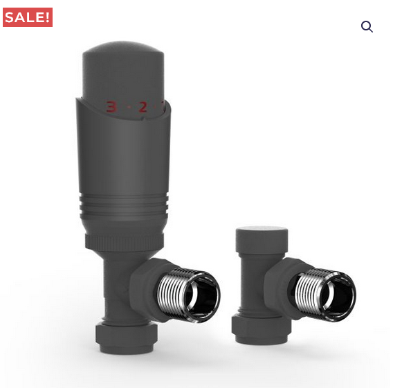 Modern TRV Angled Thermostatic Radiator Valves (Anthracite) 15mm