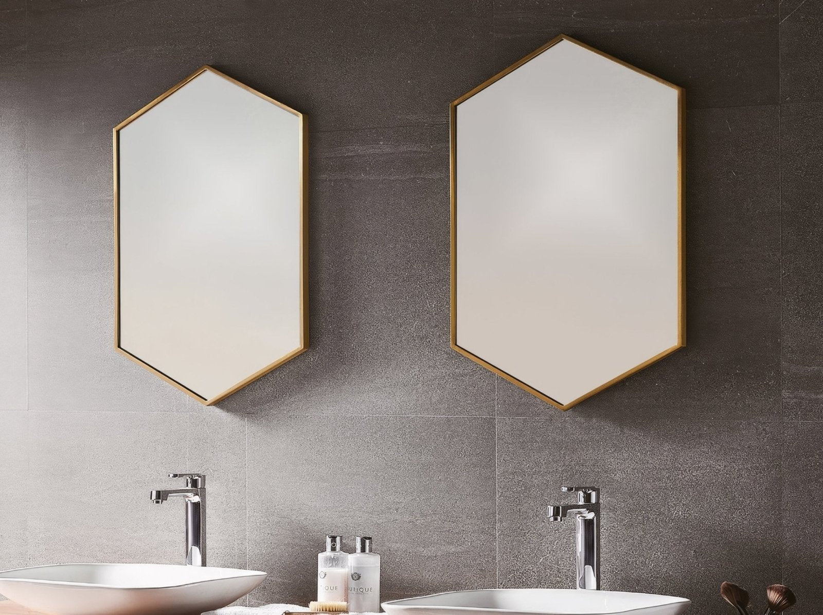 Docklands Hexagonal Mirror Brushed Brass