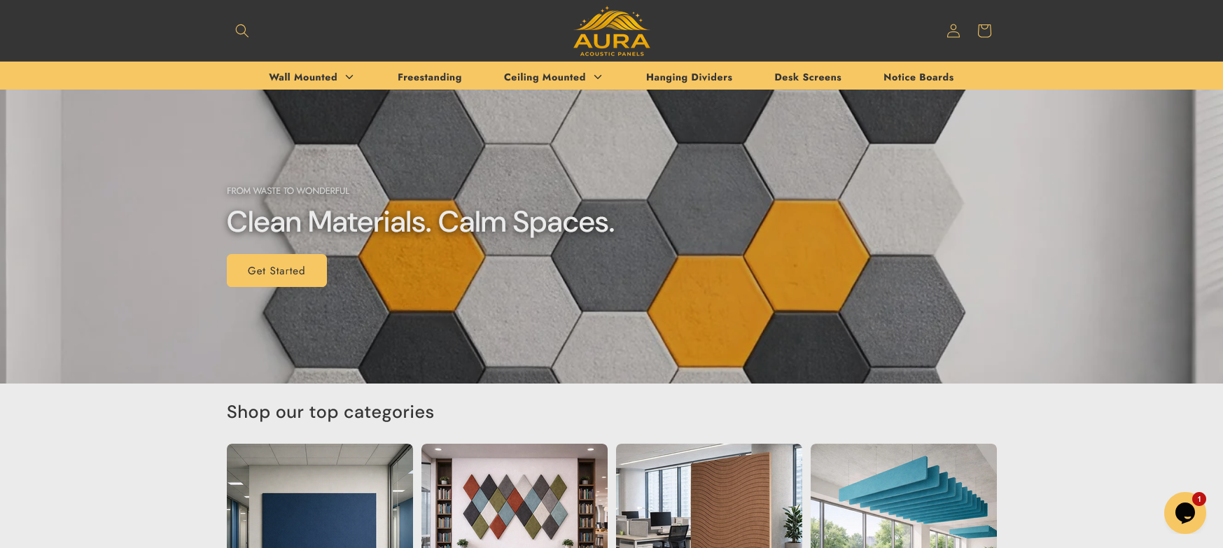 Aura Acoustic Panels Website Screenshot 001