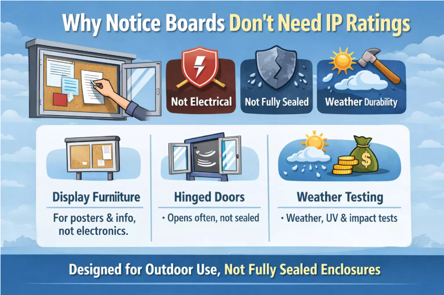 The Myth of IP Ratings for Notice Boards