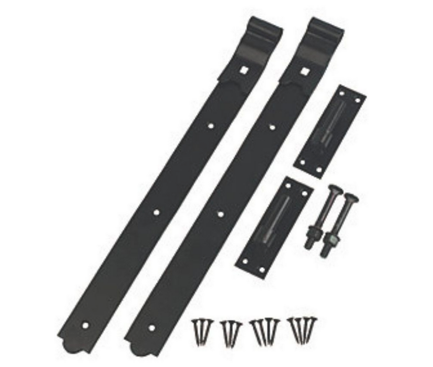 Premium Black Fixing Kit for Mild Steel Pedestrian Gates – Hook & Band Hinges, Suffolk Latch & Brenton Padbolt