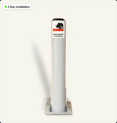 White Powder Coated Steel Telescopic Driveway Bollard in Surrey