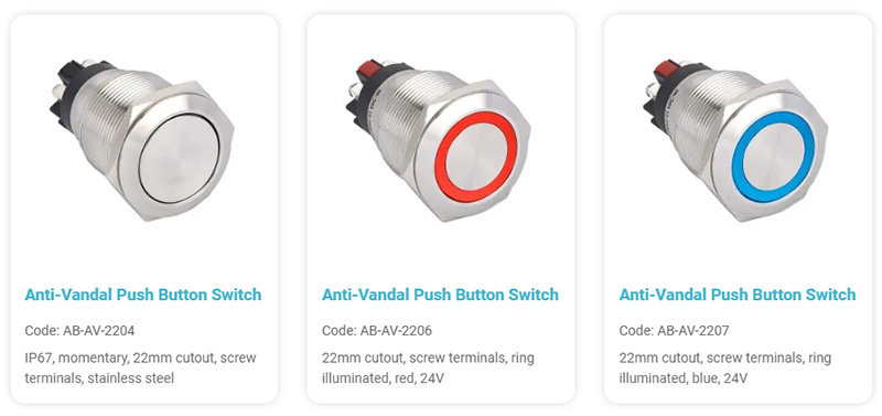 22mm Stainless Steel Switches