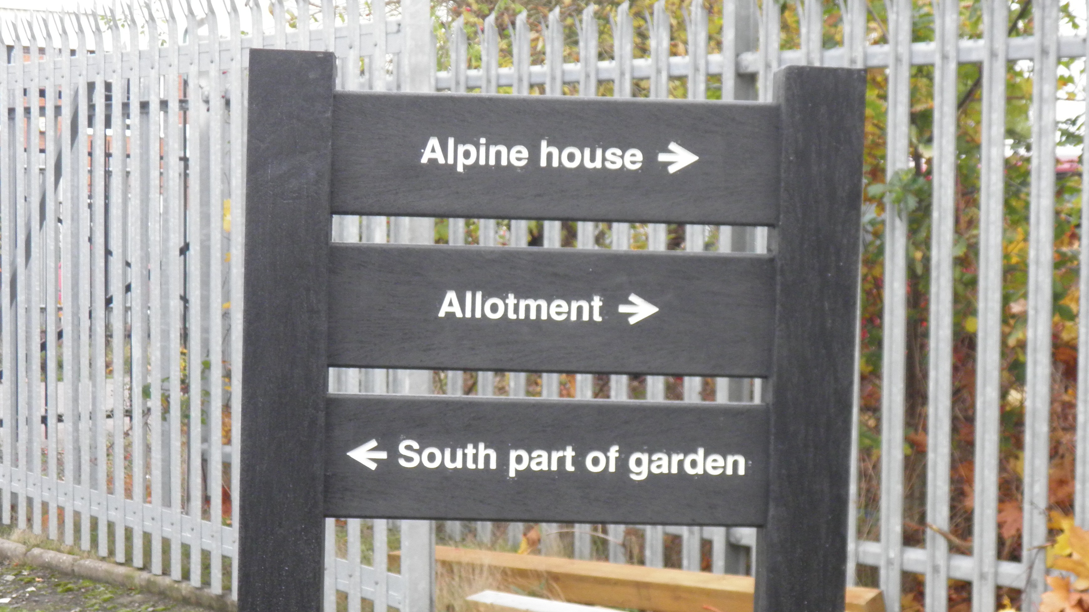 Directional sign with 3 individual planks produced in recycled plastic.  Text indented and painted with the posts side mounted.