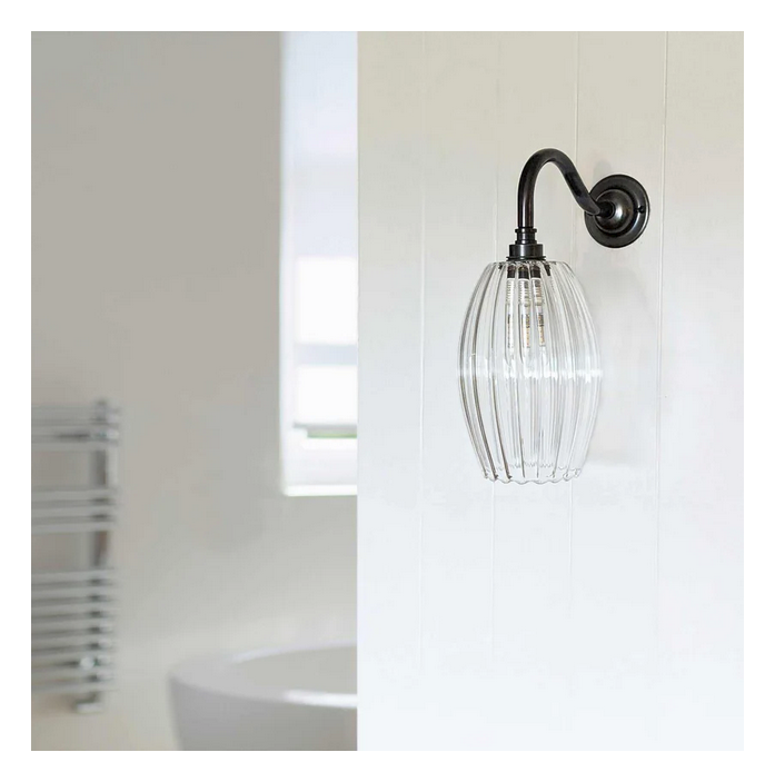 Camber Small Ribbed Glass Shade Bathroom Wall Light