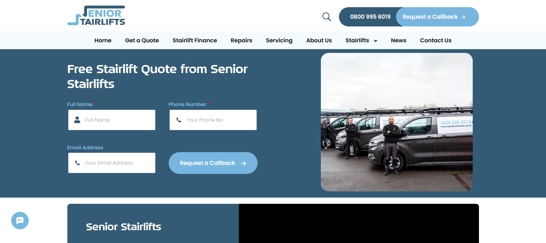 Senior Stairlifts Ltd Website Screenshot 001