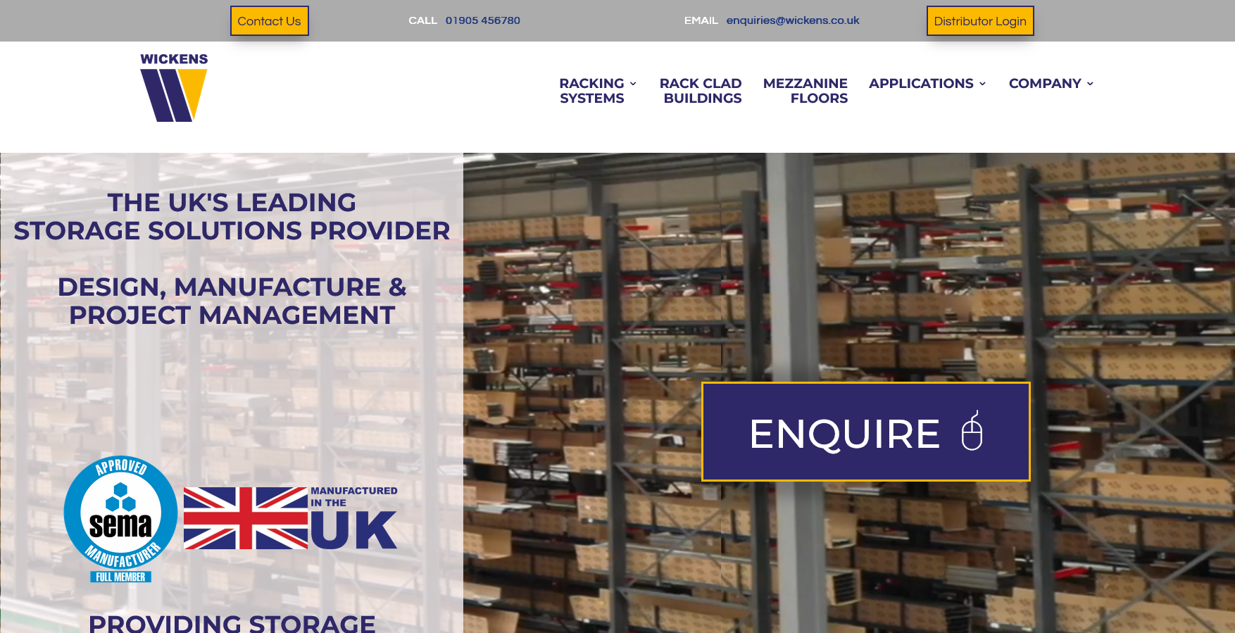 Image of Wickens Engineering Website show Cantilever Racking