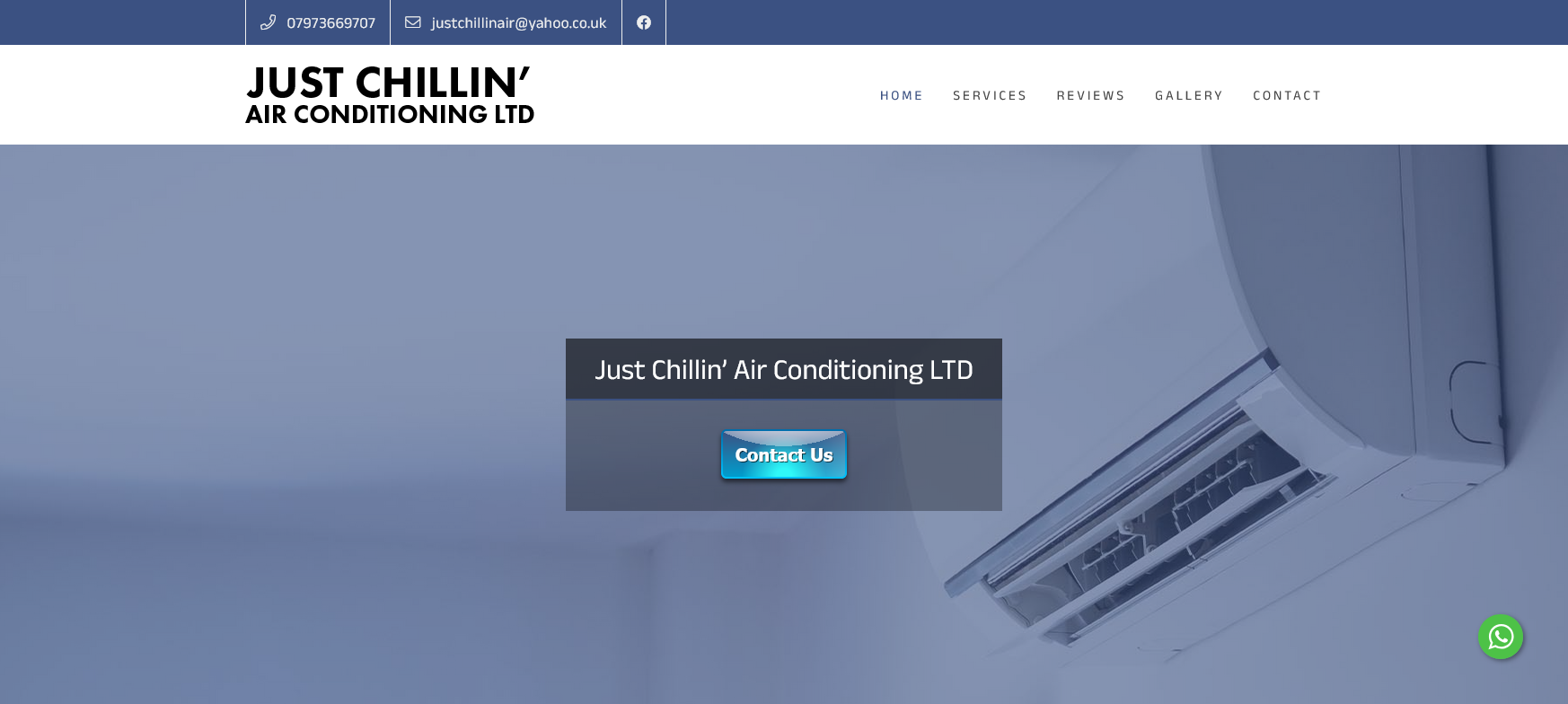 Just Chillin' Air Conditioning Ltd Website Screenshot 001