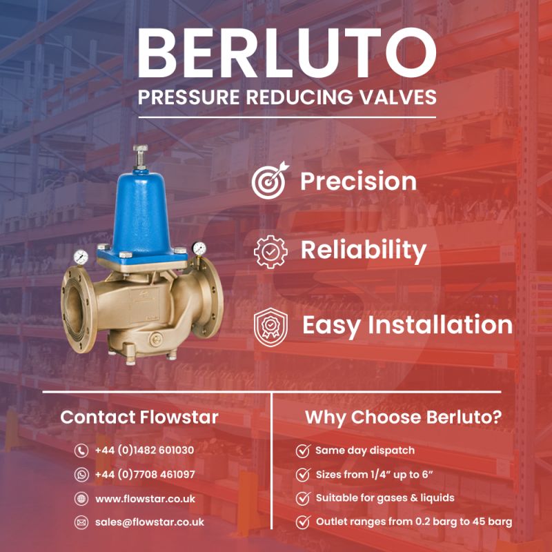 Berluto reducing valves in stock at Flowstar