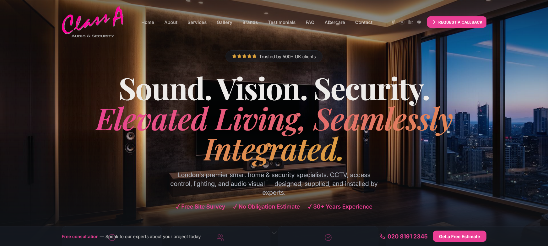 Class A Audio & Security UK Ltd Website Screenshot 001