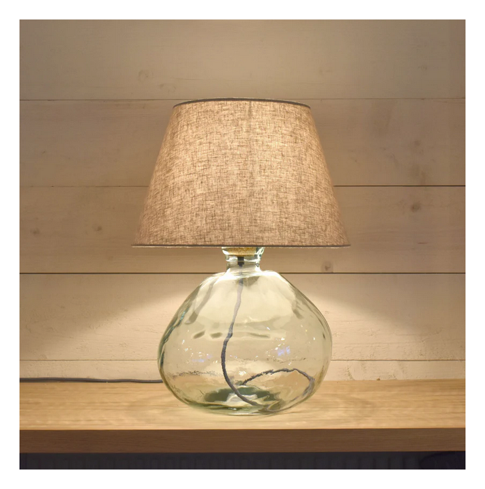 Recycled Glass Wide Table Lamp with Shade