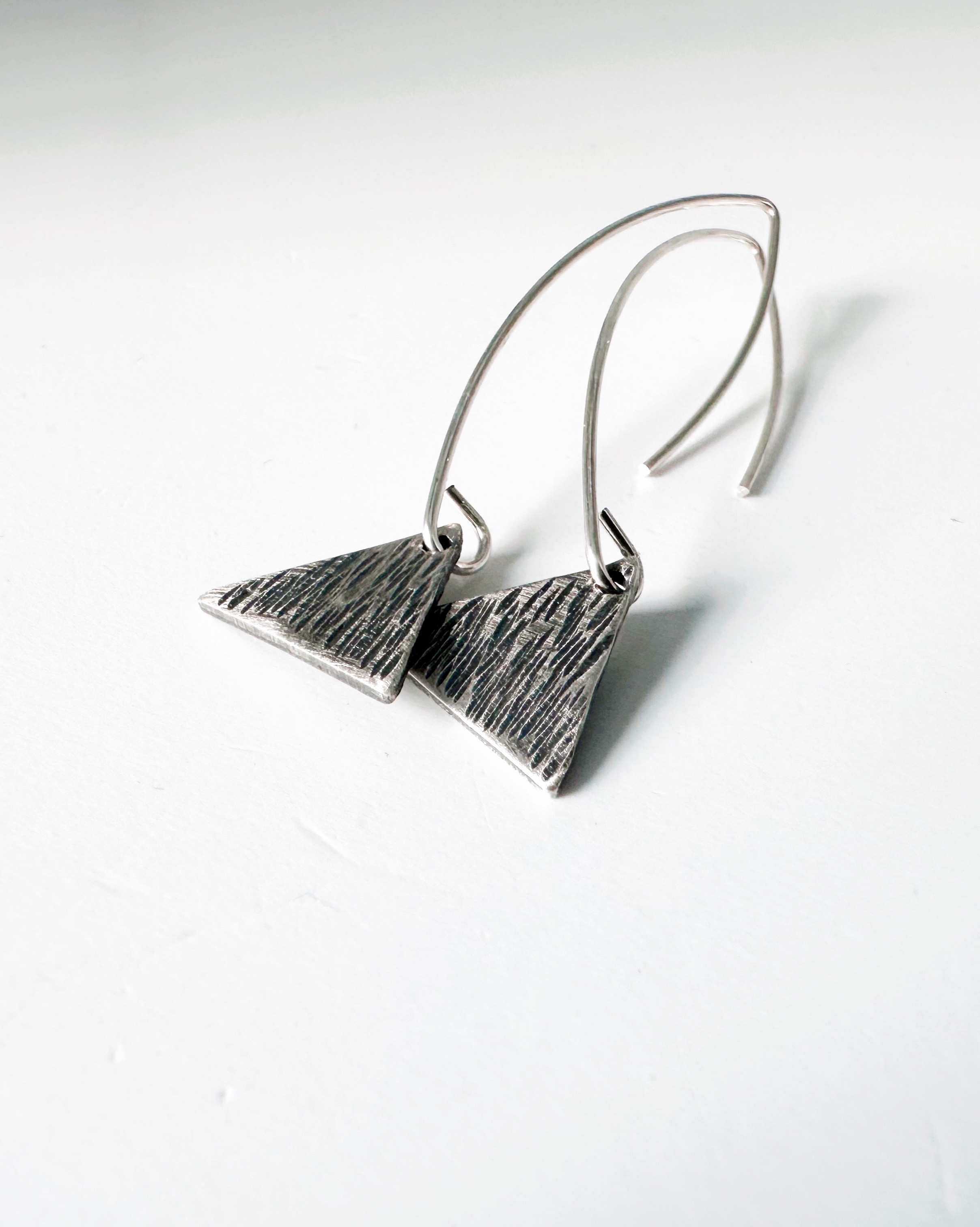 sterling silver triangle dangle earrings
