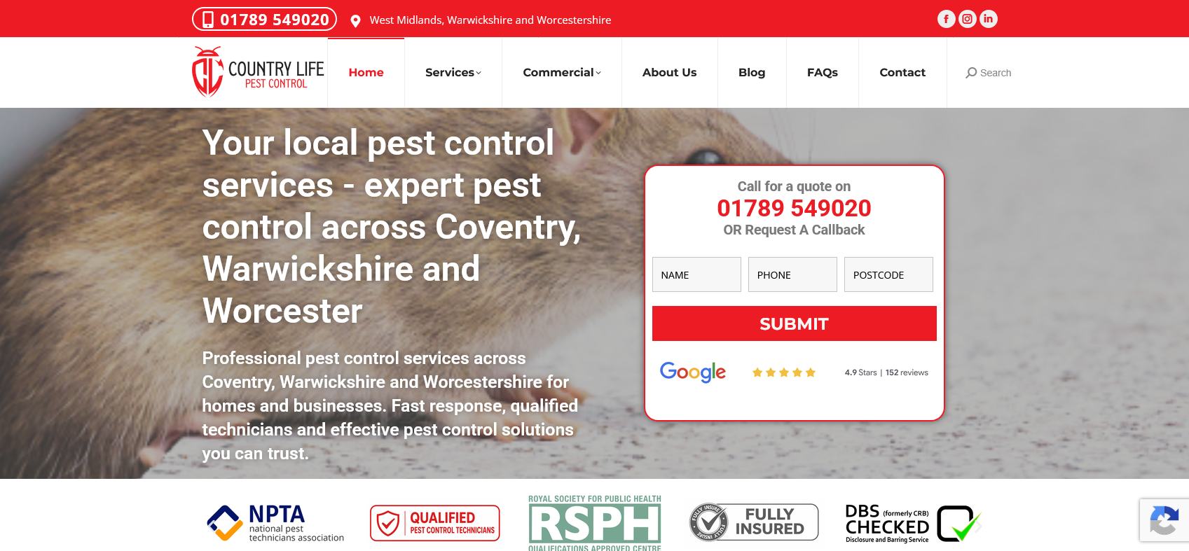 Country Life Pest Control Website Screenshot 001