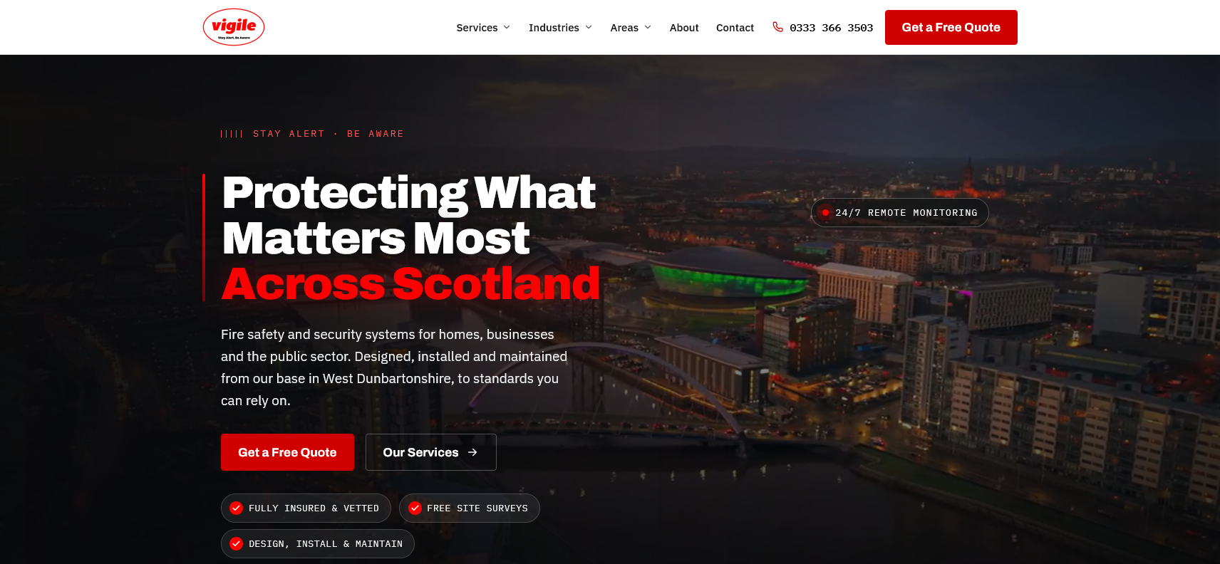 Vigile Fire & Security Ltd Website Screenshot 001