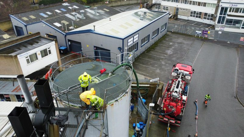 A 9-metre tower. A live manufacturing site. 140 tonnes of hardened sludge.