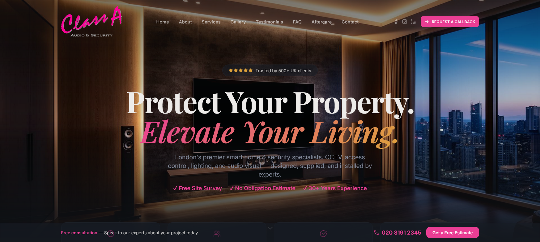 Class A Audio & Security UK Ltd Website Screenshot 001