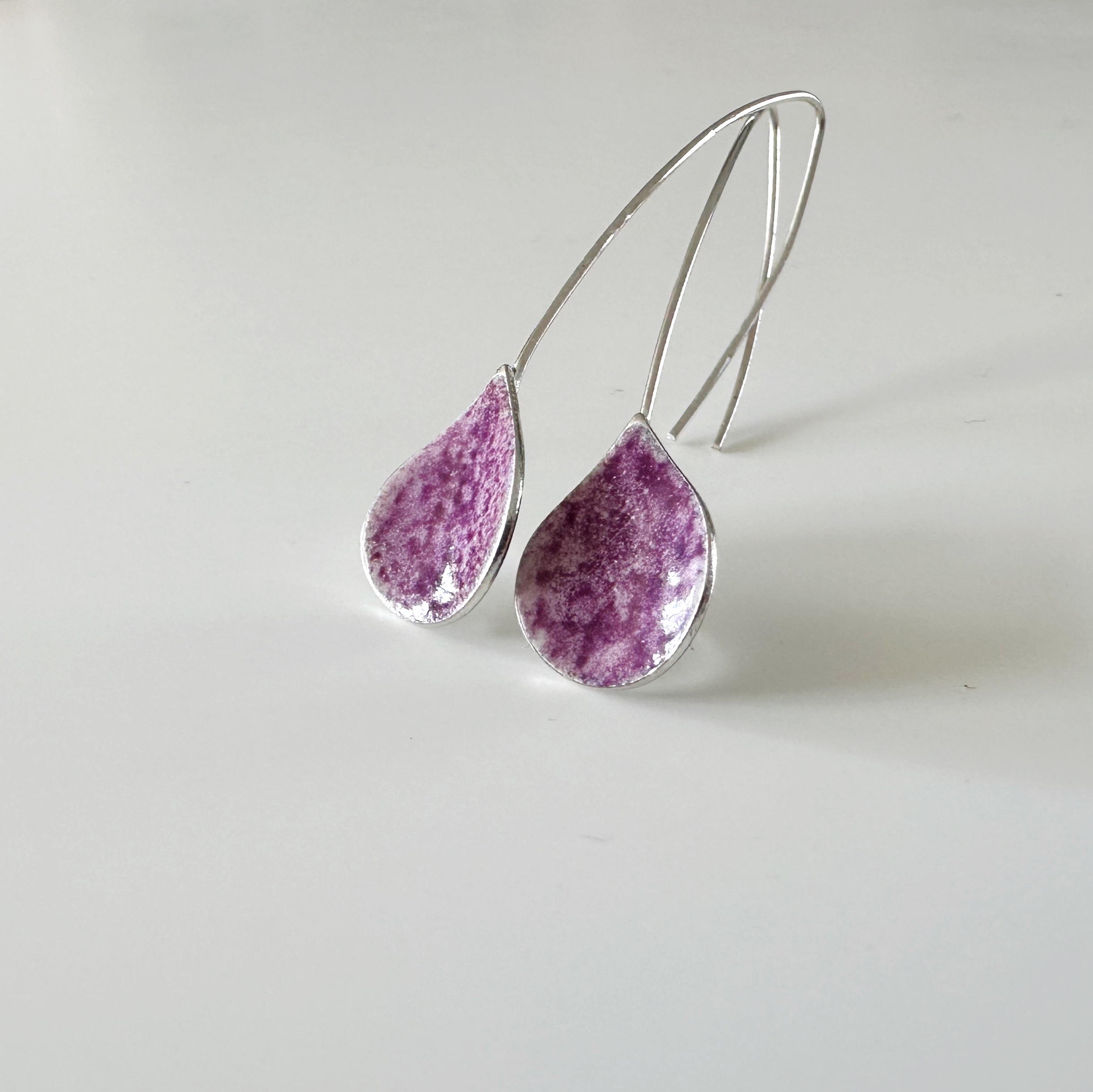 silver enamel teardrop earrings