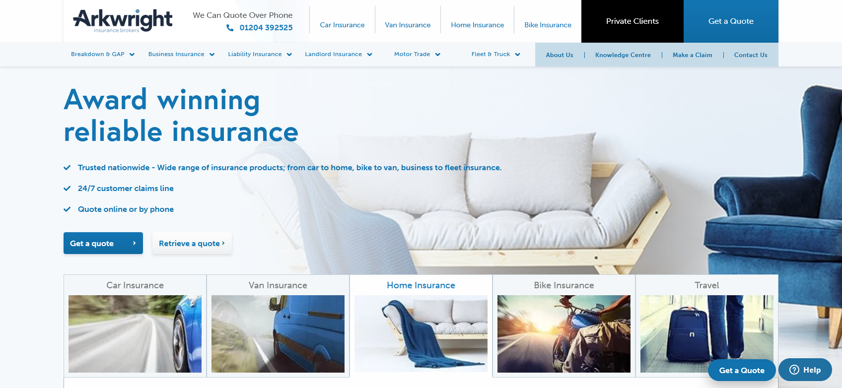 Arkwright Insurance Brokers Website Screenshot 001