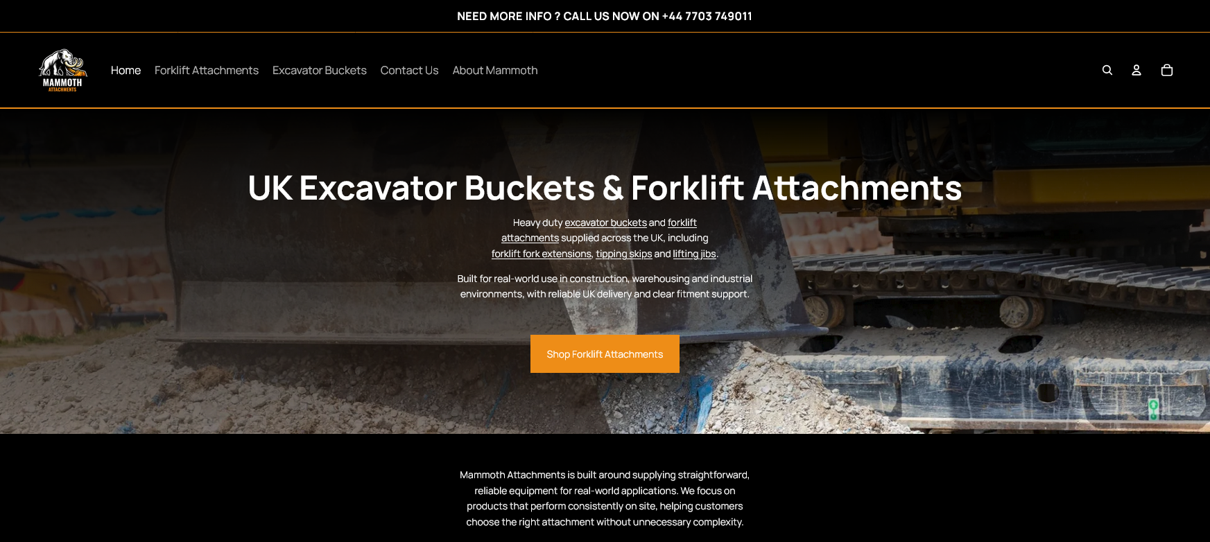 Mammoth Attachments Website Screenshot 001